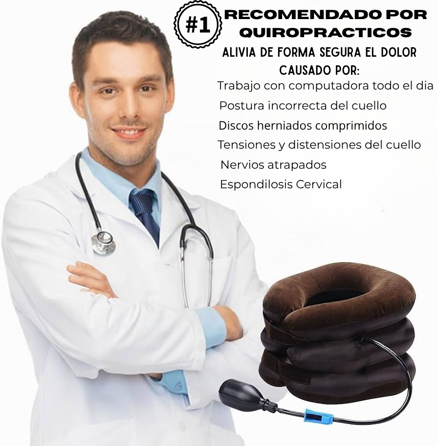 Dispositivo inflable de traccion cervical para estirar el cuello