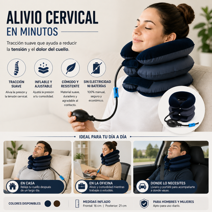 Dispositivo inflable de traccion cervical para estirar el cuello