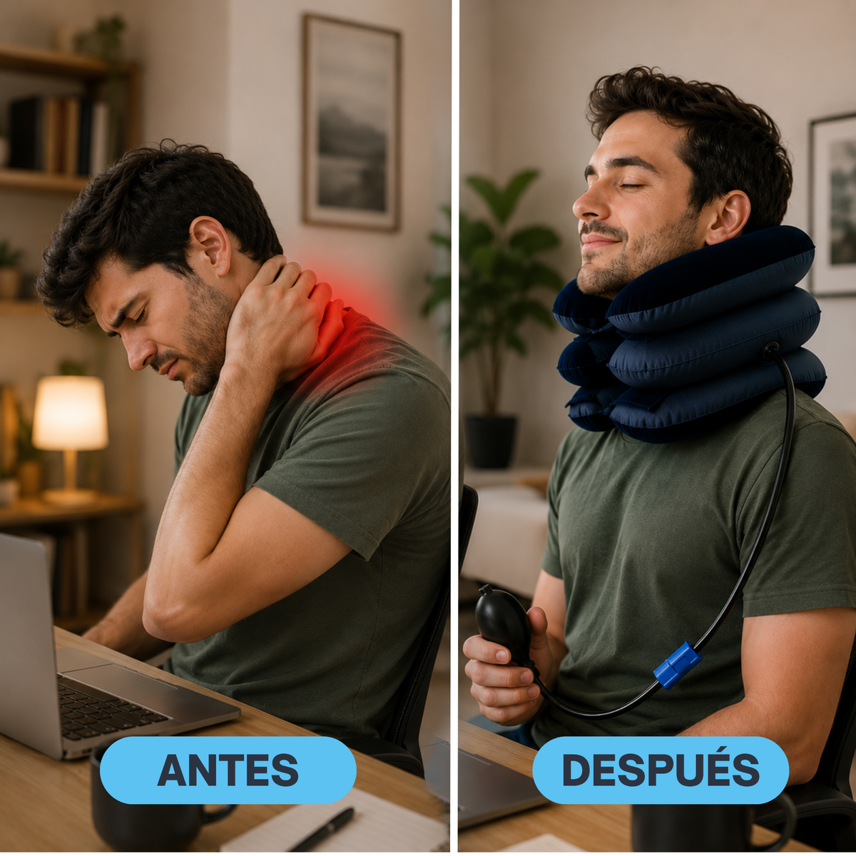 Dispositivo inflable de traccion cervical para estirar el cuello