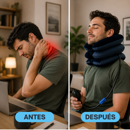Dispositivo inflable de traccion cervical para estirar el cuello